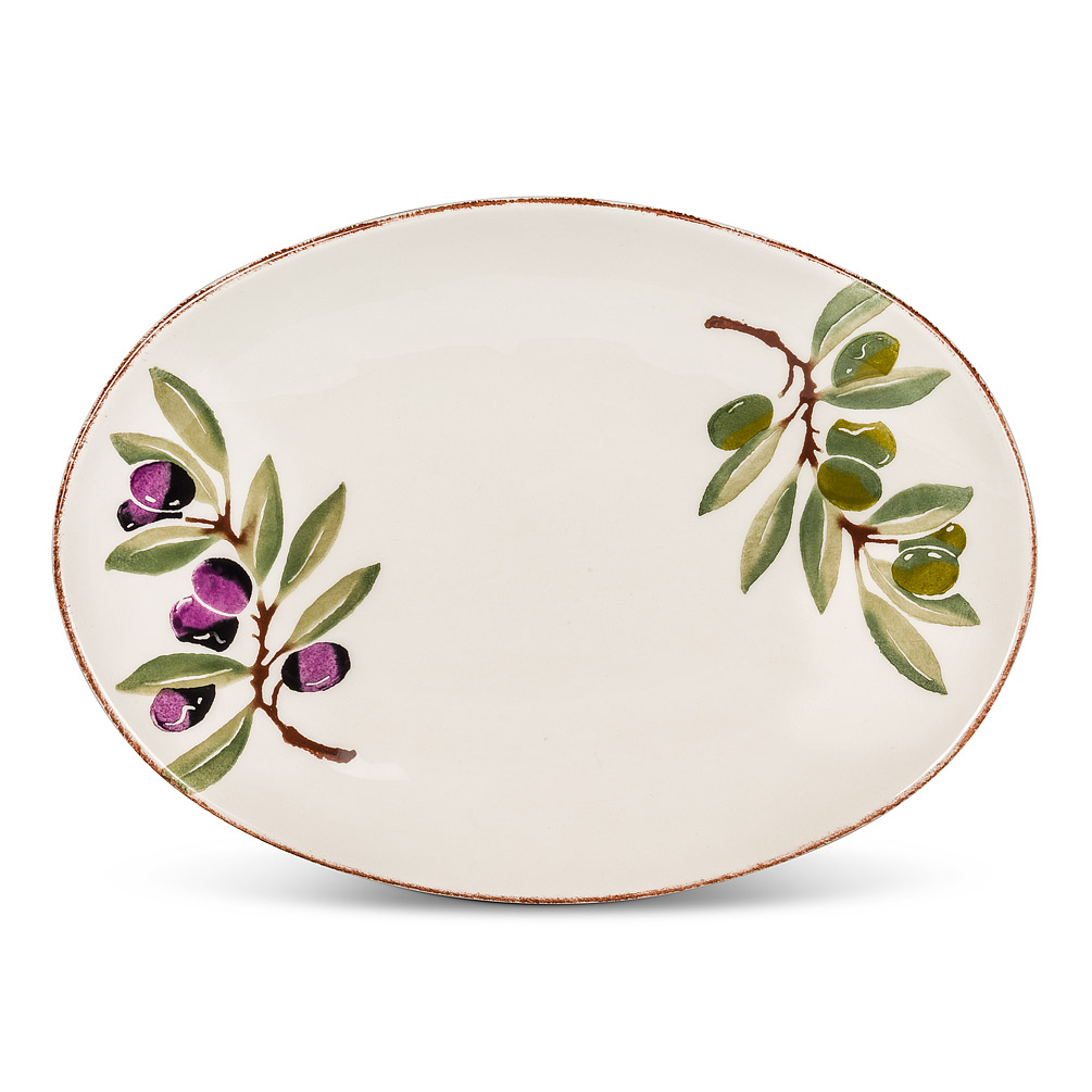 Picture of Abbott Collections AB-67-TUSCANY-030 8.5 x 12 in. Olive Print Oval Platter&#44; Ivory & Green - Medium