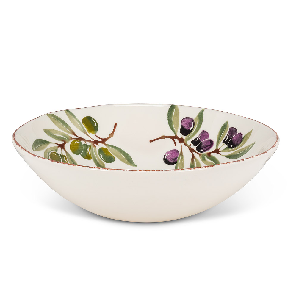 Picture of Abbott Collections AB-67-TUSCANY-031 12.5 in. Olive Print Deep Bowl&#44; Ivory & Green