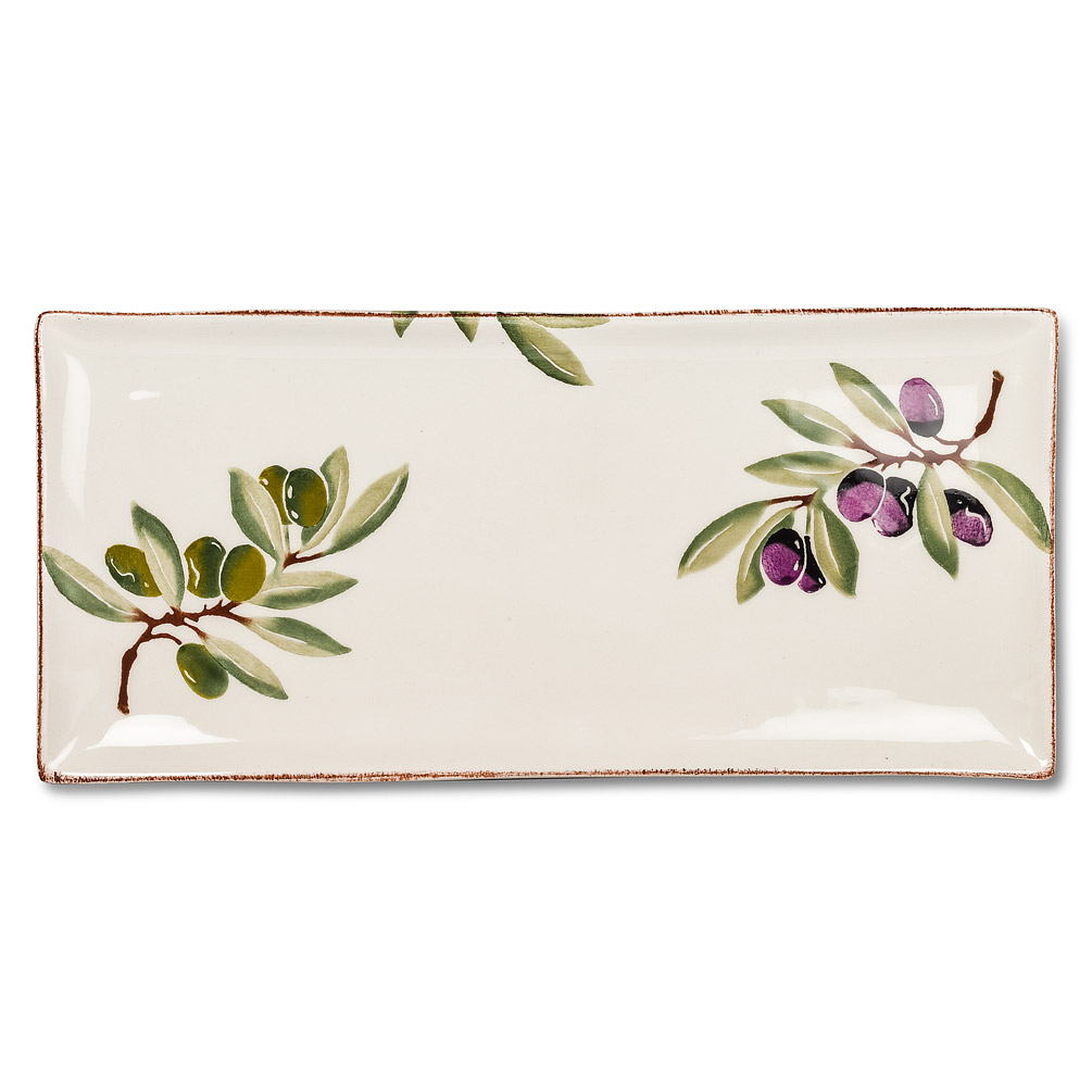 Picture of Abbott Collections AB-67-TUSCANY-536 6 x 14 in. Olive Print Rectangle Platter&#44; Ivory & Green - Medium