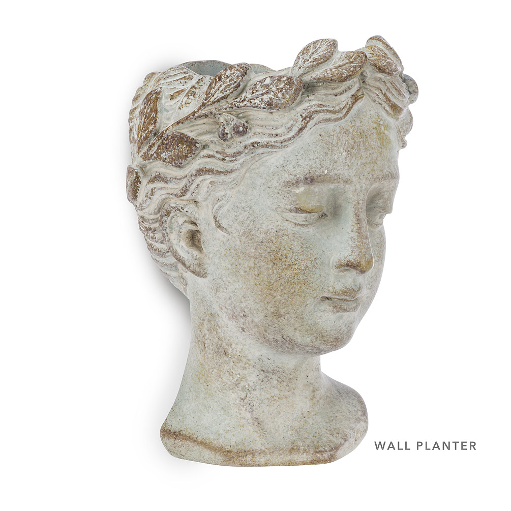 6.5 in. Woman Head Wall Planter, Grey