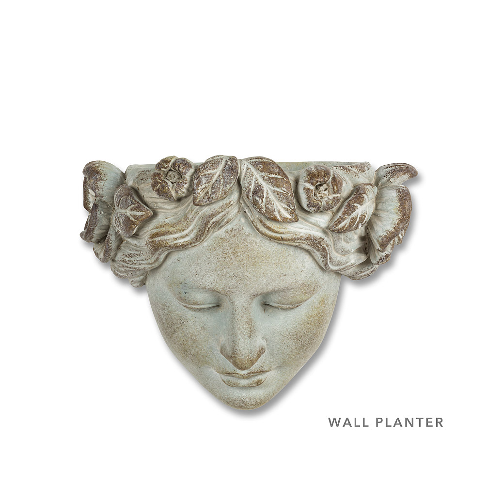 8 in. Woman Face Wall Planter, Grey