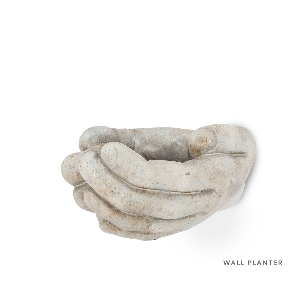 6.5 in. Cupping Hands Wall Planter, Grey