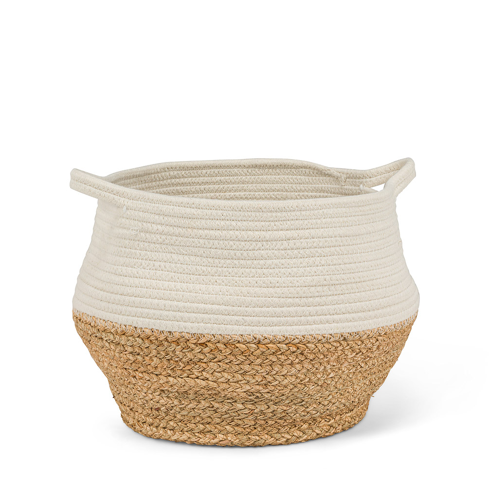 Picture of Abbott Collections AB-27-GLOBAL-750 9 in. Rope Basket with Handles&#44; White & Natural - Large