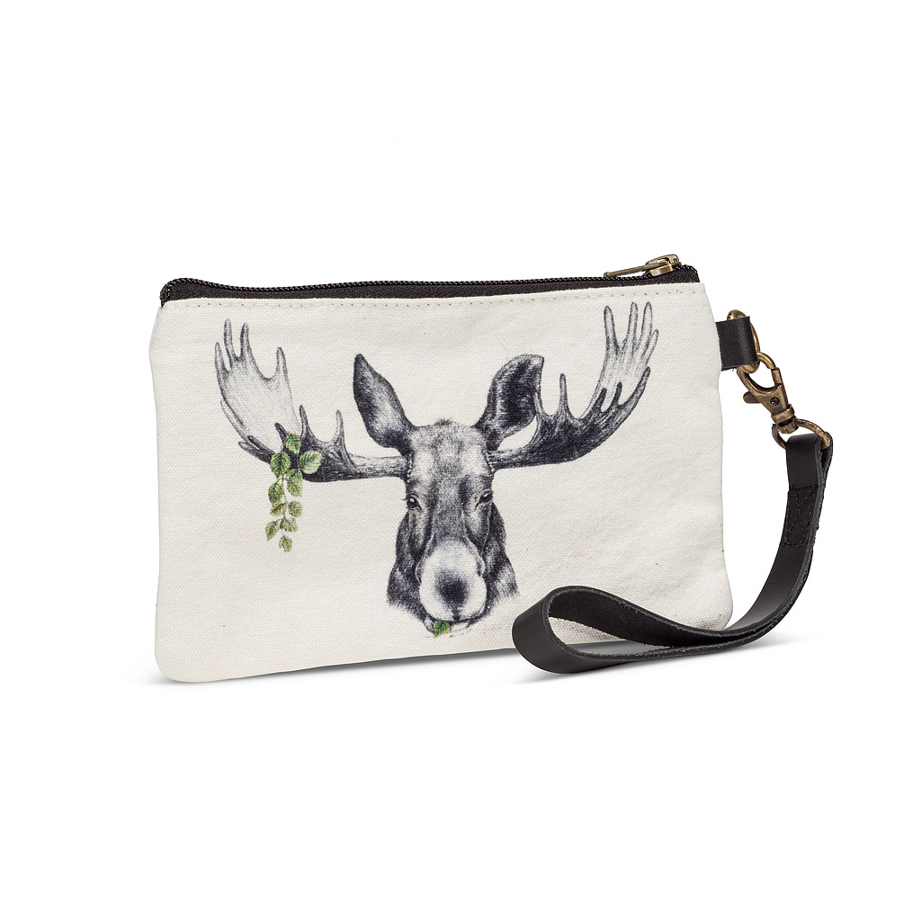 Picture of Abbott Collections AB-96-POUCH-CN-04 4.5 x 8 in. Forest Prince Zip Pouch with Strap&#44; White & Black