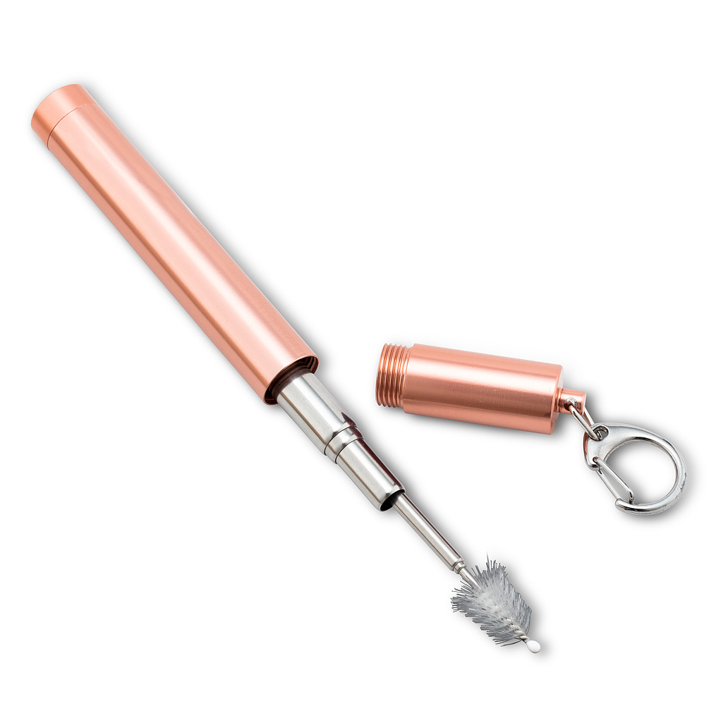 Picture of Abbott Collections AB-27-ECOSTRAW-07-ROSE 4.5 in. Collapsible Straw & Brush in Tube&#44; Rose Gold