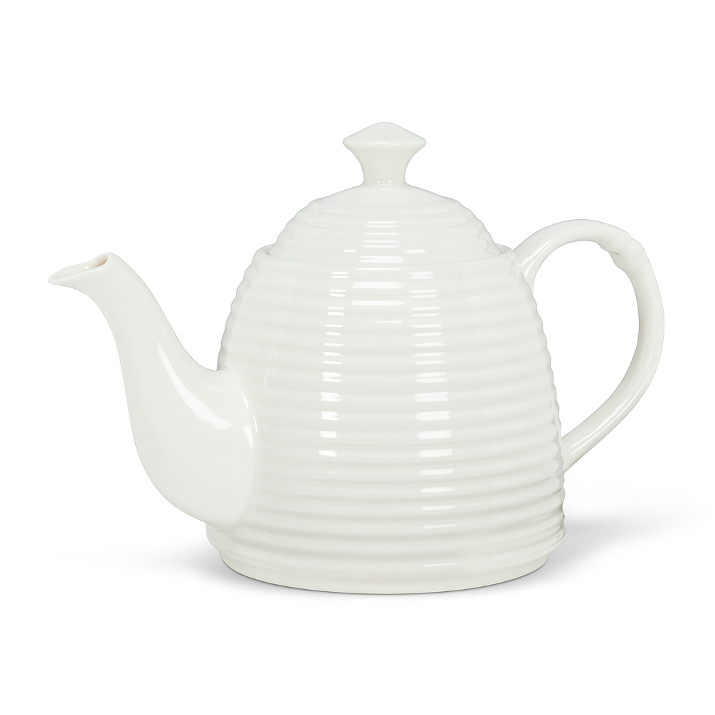 Picture of Abbott Collections AB-27-BEEHIVE-TPOT 9.5 in. Beehive Shaped Teapot, White