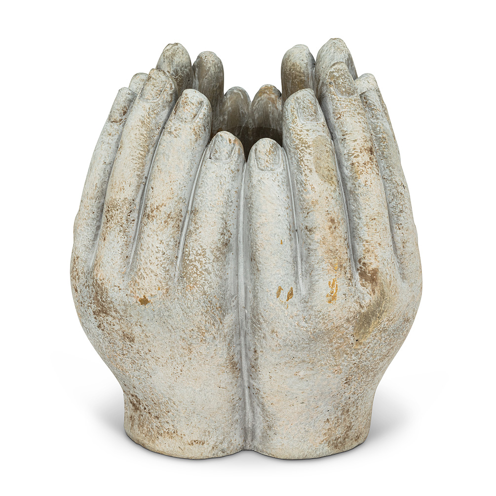 7 in. Tall Hands Planter, Grey - Small
