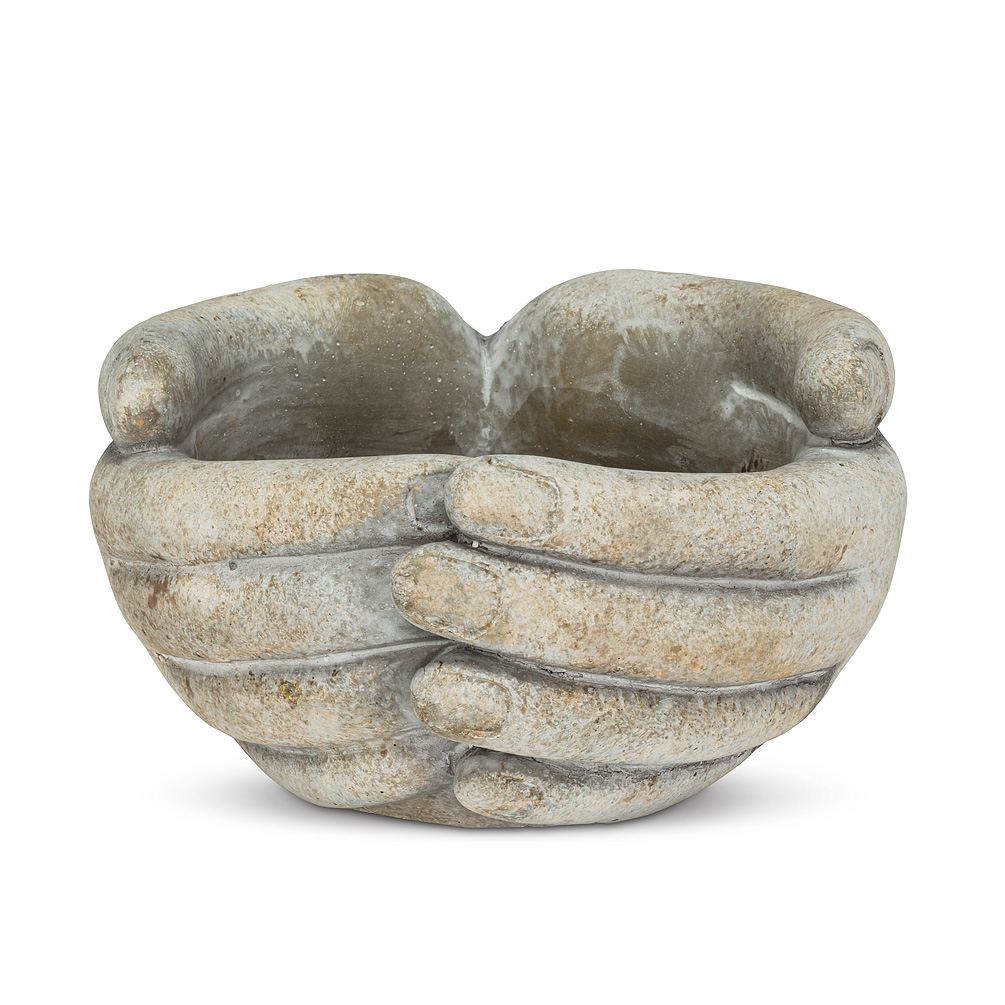 5.5 in. Cupping Hands Planter, Grey - Small