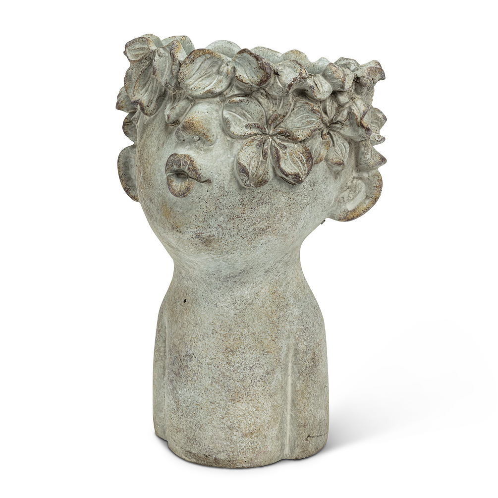 10 in. Kissing Face Planter, Grey - Large