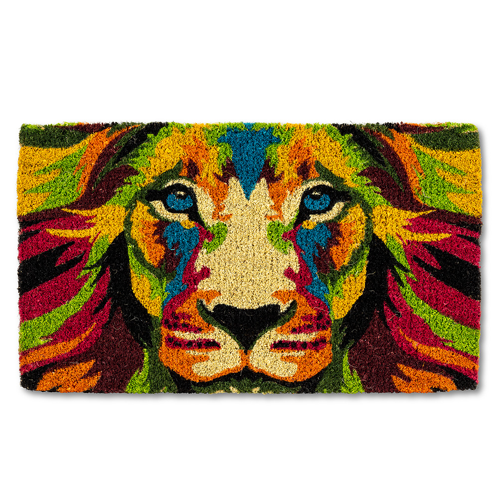 Picture of Abbott Collections AB-35-FWD-AN-1898 18 x 30 in. Abstract Lion Face Doormat&#44; Multi Color