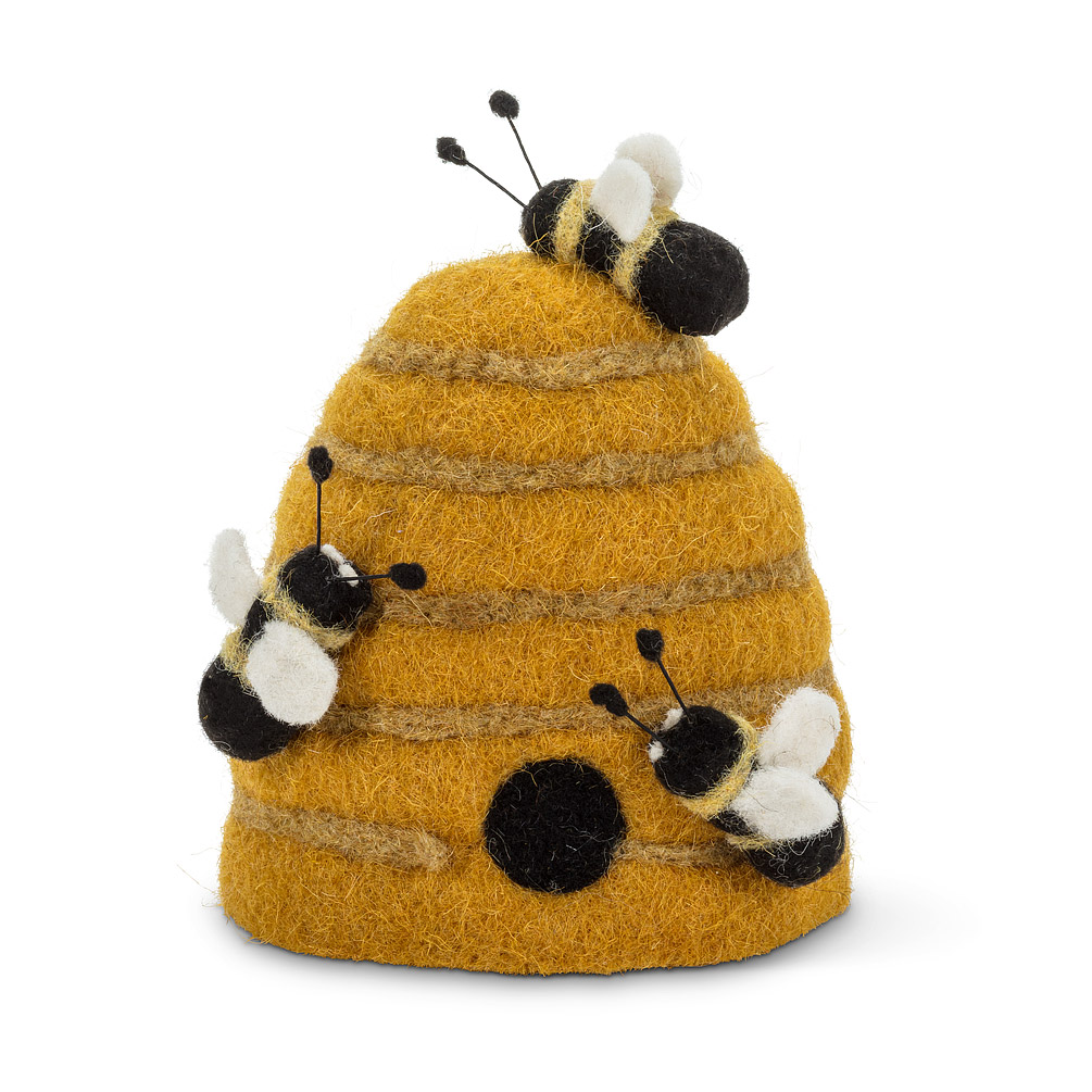 Picture of Abbott Collections AB-27-APIARY-157 6.5 in. Felt Beehive with Bees Figurine&#44; Yellow