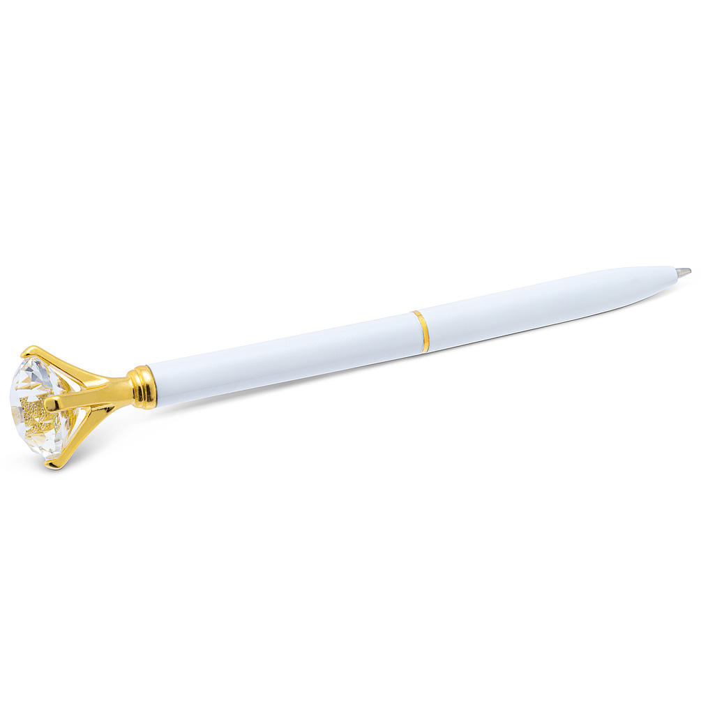 Picture of Abbott Collections AB-20-BIJOUX-WHT 5.5 in. White Stainless Steel with Glass Gem Pen&#44; White