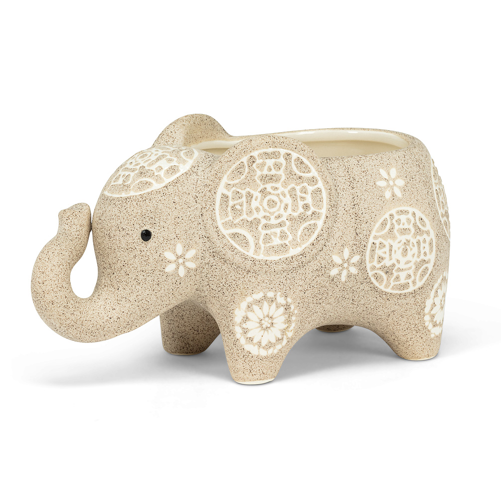Elephant Shaped Planter - Beige - 6.5 in. - Stoneware