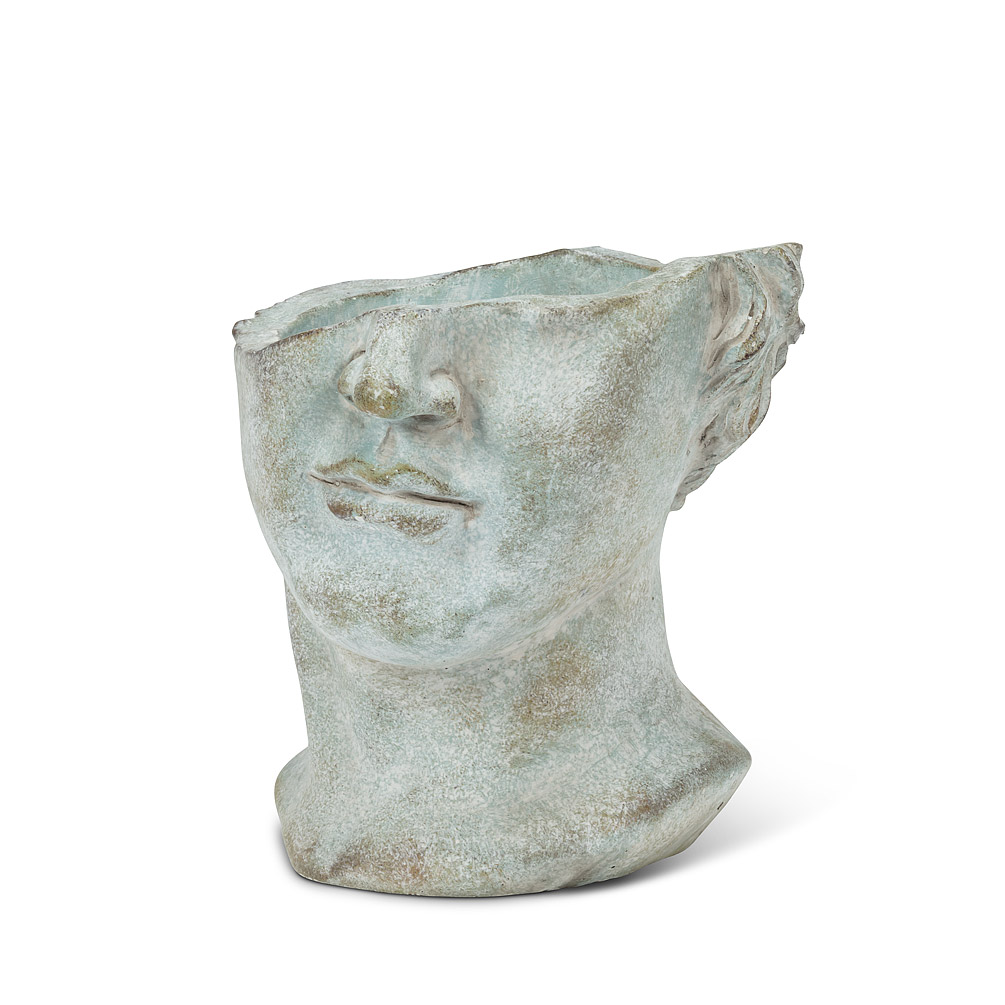 Half Male Face Planter - Grey - 7in. H