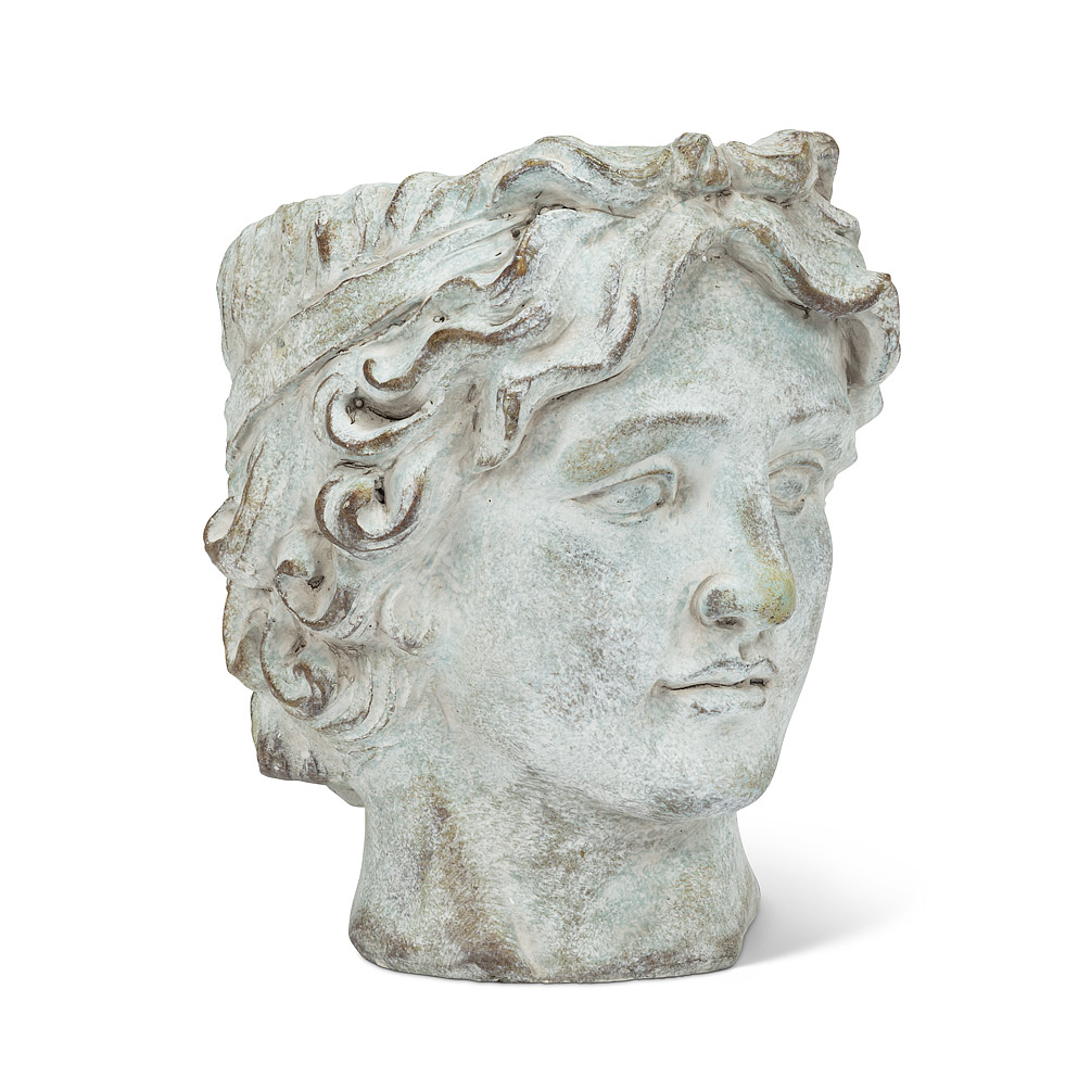 9 in. Male Head Planter, Grey