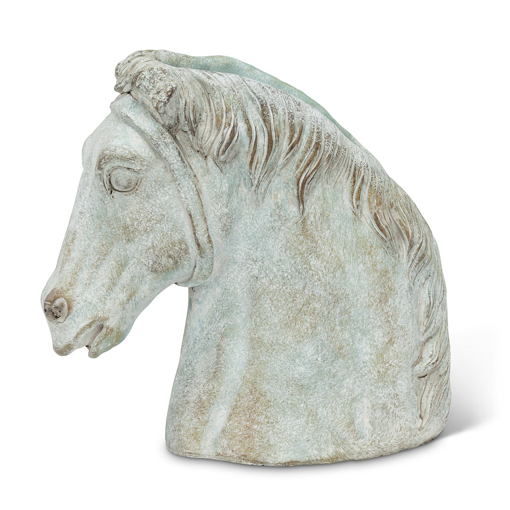 Horse Head Planter - Grey - 9 in. - Cement Sculpture