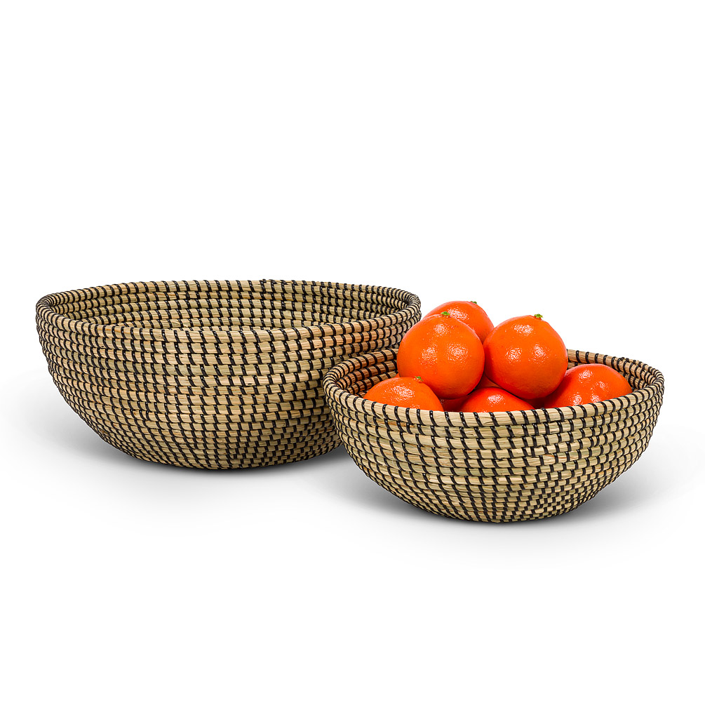 Picture of Abbott Collections AB-63-VILLAGE-236-BLK Deep Black & Brown Serving Bowls - Set of 2