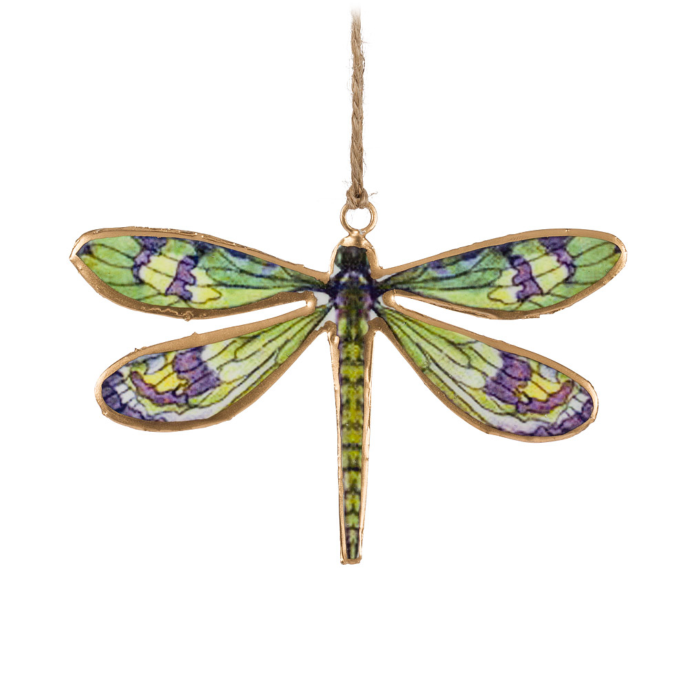 Picture of Abbott Collections AB-37-IMPRINT-057 Green & Purple Dragonfly Ornament