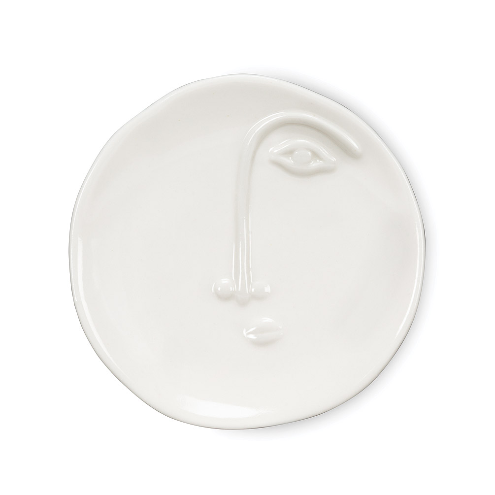 Picture of Abbott Collections AB-27-HENRI-964 4 in. Round Embossed Face Trinket Holder&#44; White