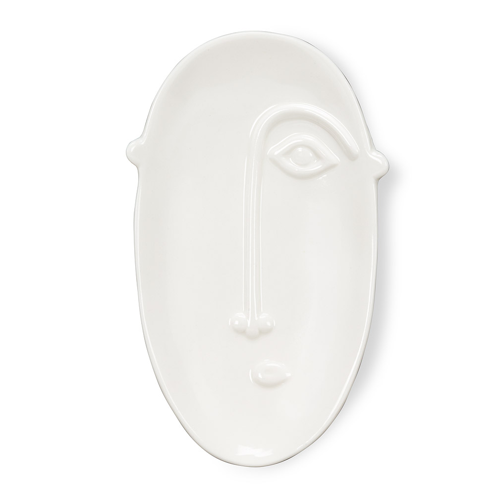 Picture of Abbott Collections AB-27-HENRI-967 3.5 x 6.5 in. Oval Embossed Face Trinket Holder&#44; White