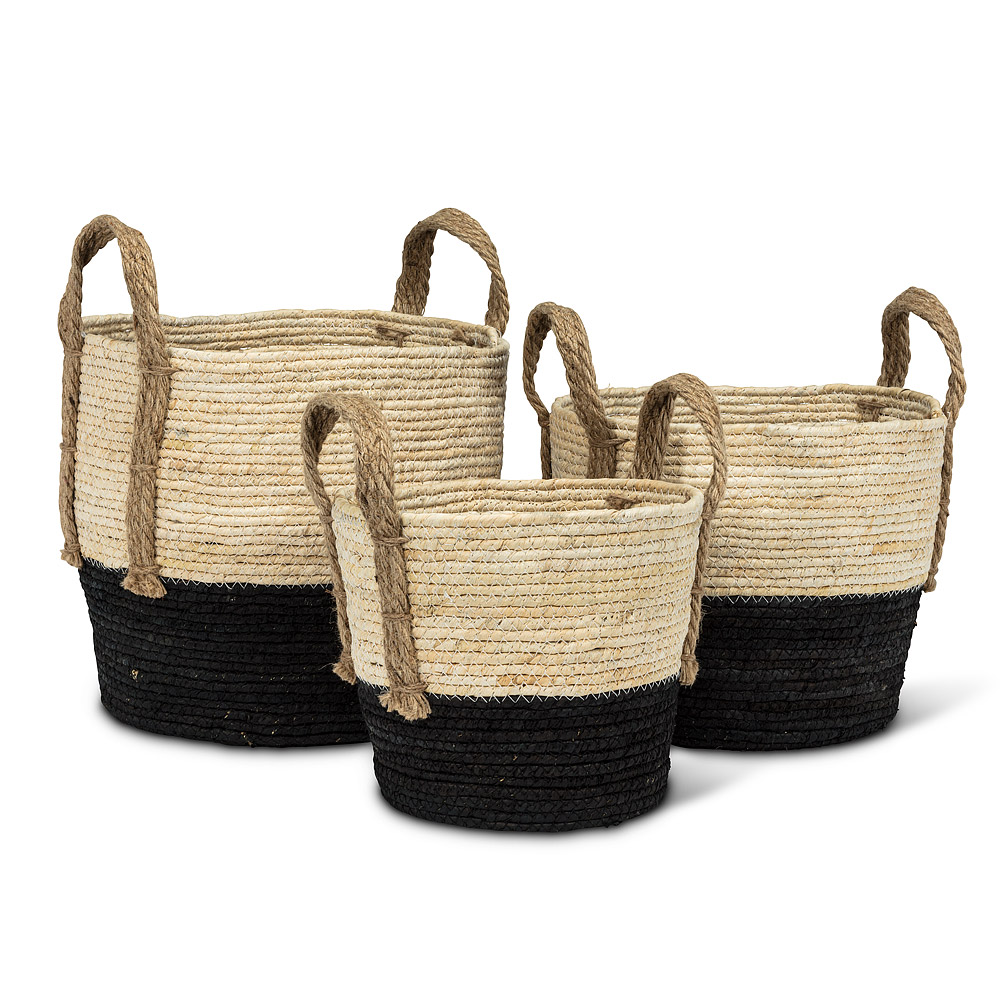 Picture of Abbott Collections AB-27-GLOBAL-821 9-14 in. Round Baskets with Jute Handles&#44; Natural - Set of 3
