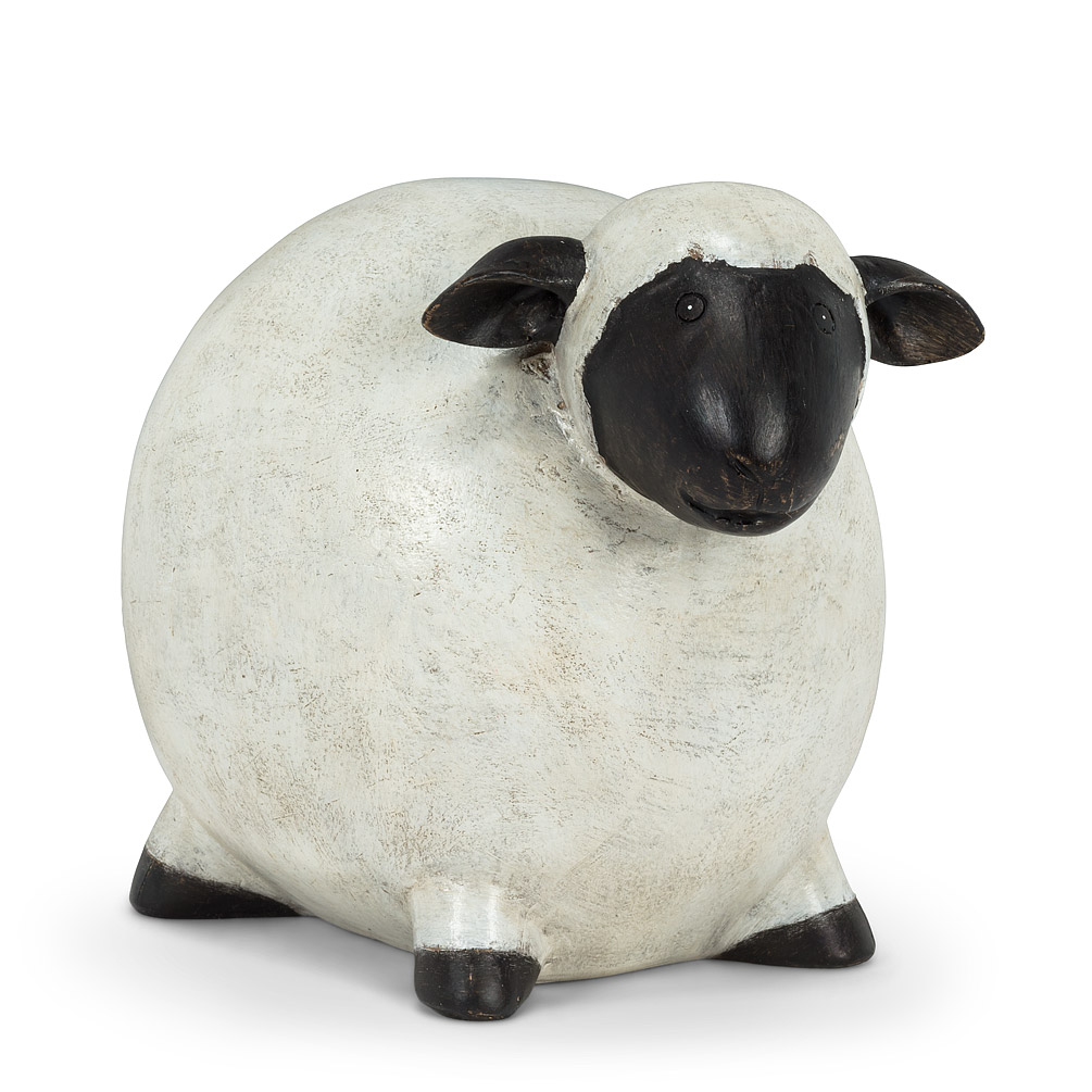 Picture of Abbott Collections AB-27-FLEECE-650 7 in. Standing Ball Sheep Figurine&#44; White & Black