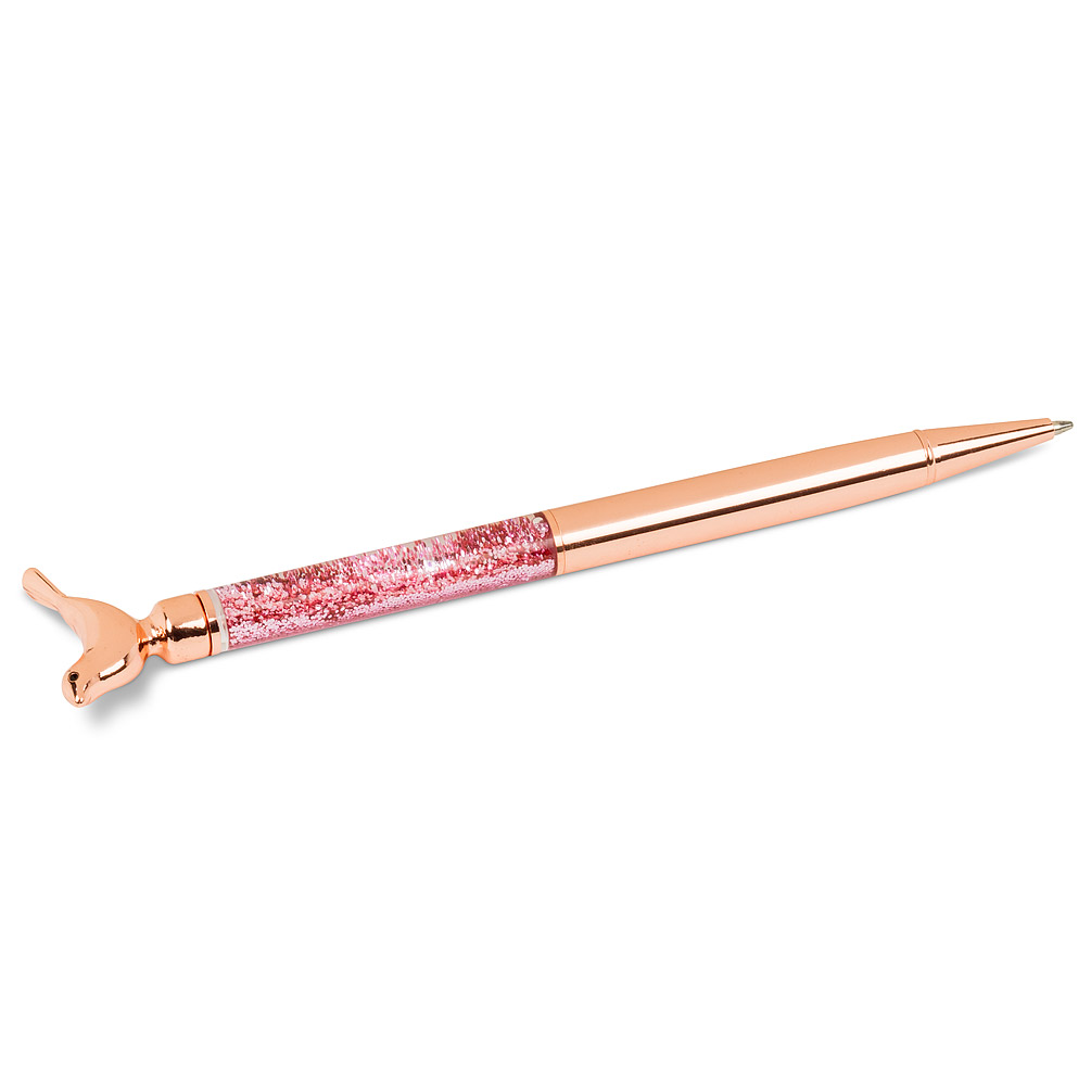 Picture of Abbott Collections AB-20-SCRIPT-332-ROSE 5.5 in. Stainless Steel with Glitter & Bird Pen&#44; Rose Gold