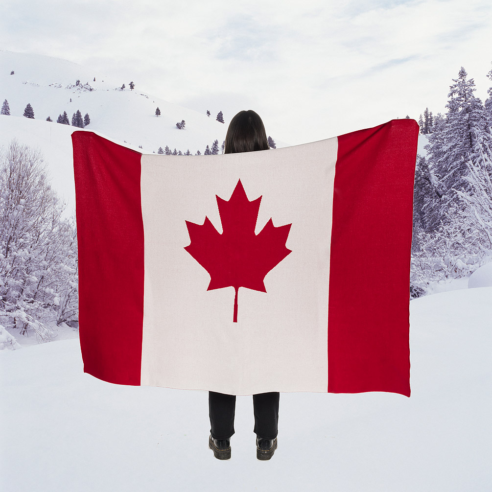 Picture of Abbott Collections AB-91-WARMTH-30 50 x 60 in. Canada Flag Throw&#44; Red & Ivory
