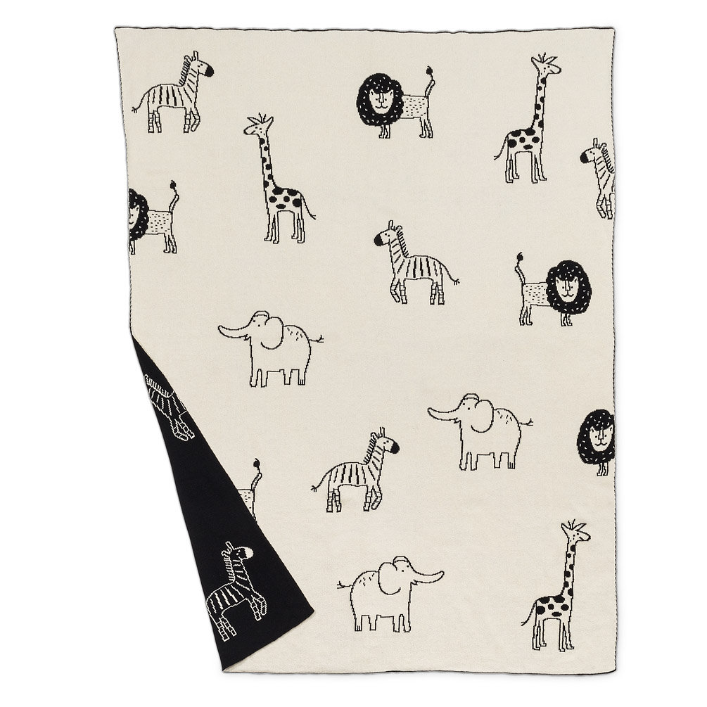 Picture of Abbott Collections AB-91-SNUGGLE-16 32 x 40 in. Jungle Safari Throw&#44; Black & Ivory - Small