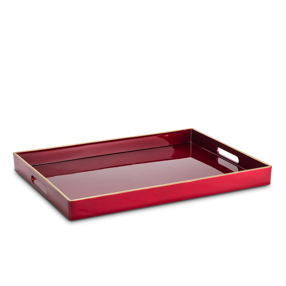 Picture of Abbott Collections AB-27-GLOSS-RECT-02 14 x 19 in. Glossy Rectangle Tray&#44; Metallic Red & Gold