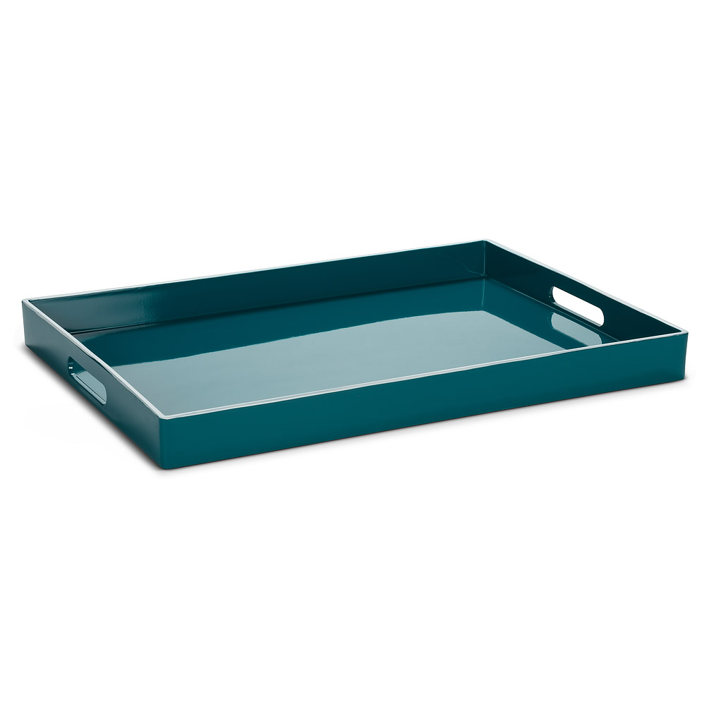 Picture of Abbott Collections AB-27-GLOSS-RECT-06 14 x 19 in. Glossy Rectangle Tray&#44; Teal & White