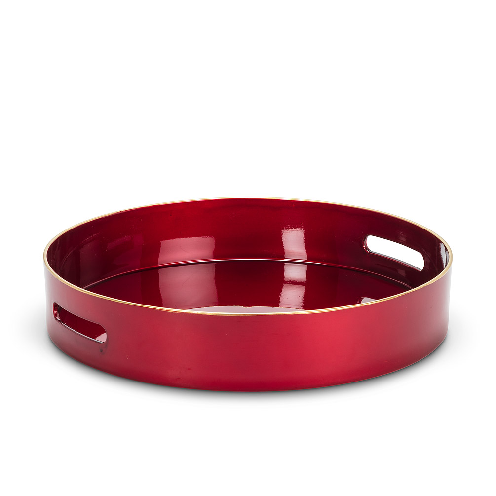Picture of Abbott Collections AB-27-GLOSS-RD-02 15.5 in. Glossy Round Tray&#44; Metallic Red & Gold