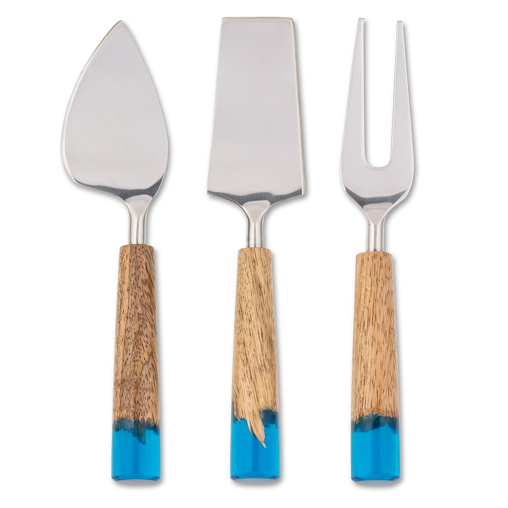 Picture of Abbott Collections AB-36-RIVIERE-CHEESE 6.5 in. Cheese Tools with River Look Handle&#44; Blue - Set of 3