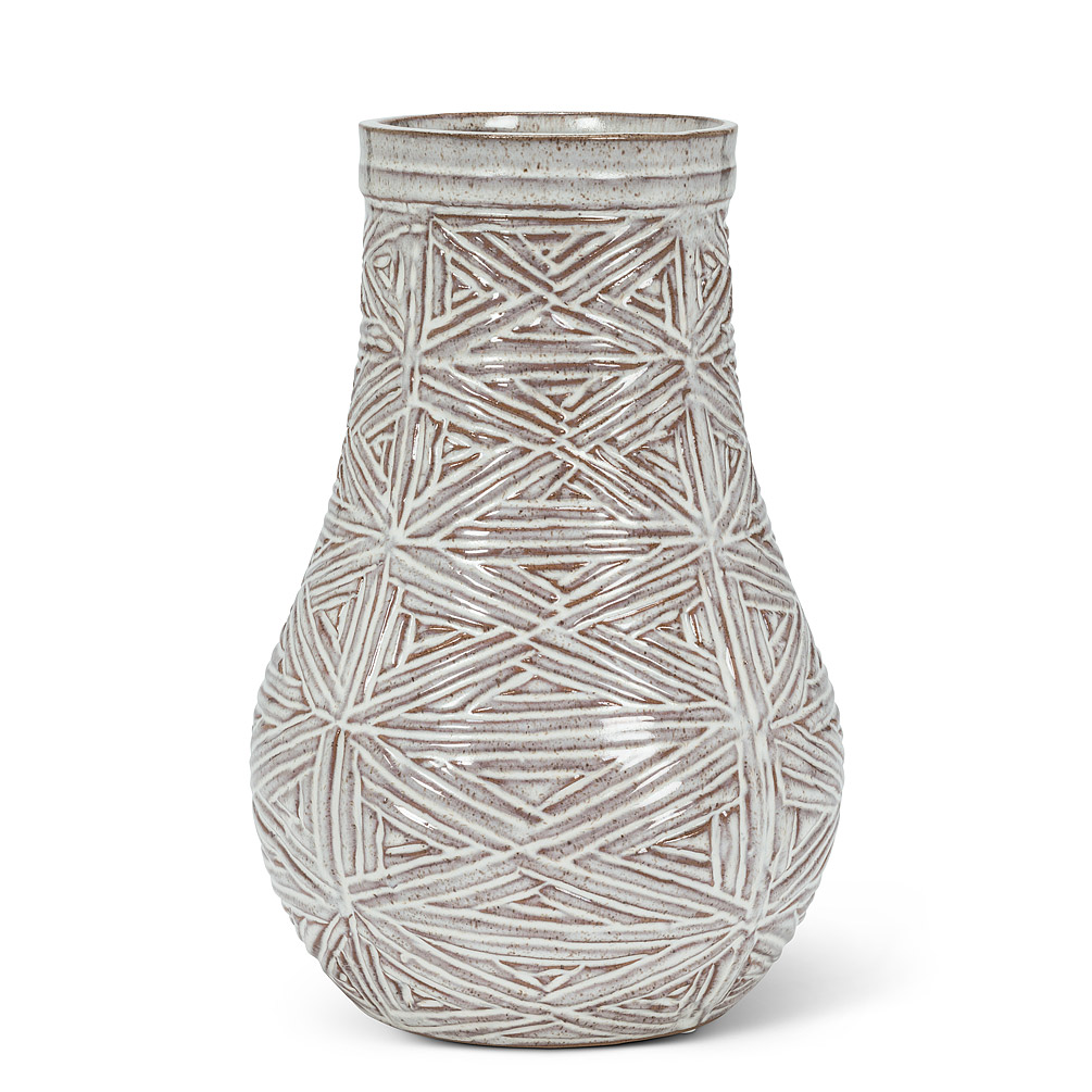 Picture of Abbott Collections AB-27-NATURA-083 10 in. Weave Pouch Vase&#44; Whitewash - Medium