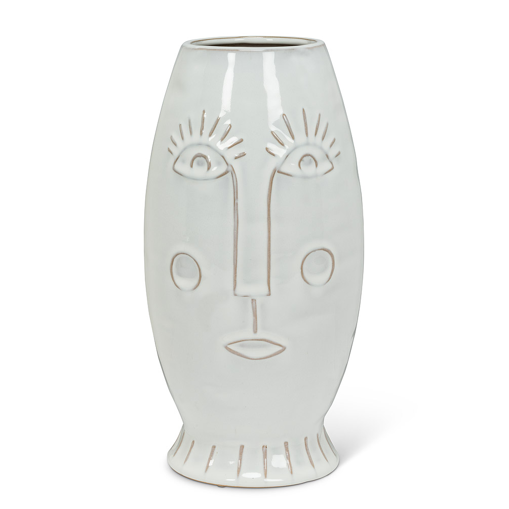 Picture of Abbott Collections AB-27-NATURA-136 10 in. Tall Modern Face Vase&#44; Whitewash