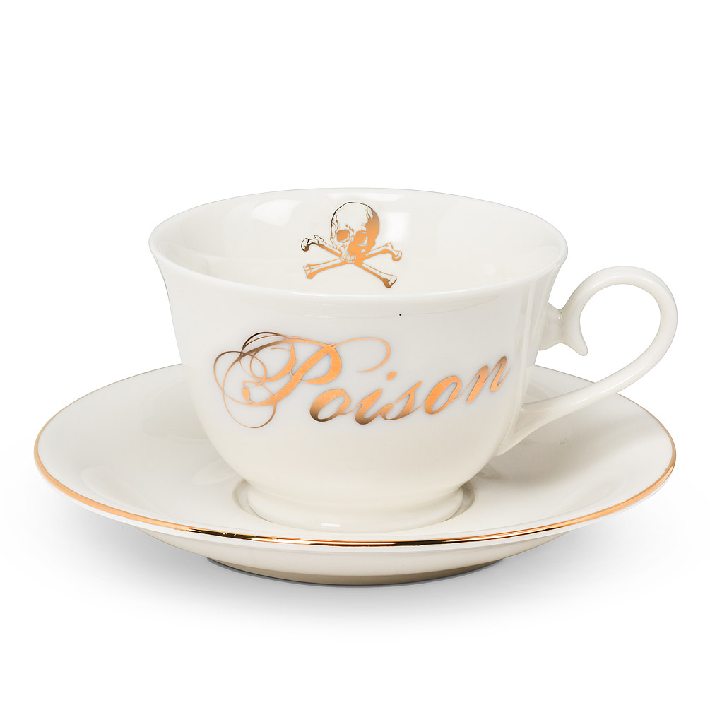 Picture of Abbott Collections AB-27-SIN-POISON 3 in. Poison Cup & Saucer&#44; White & Gold