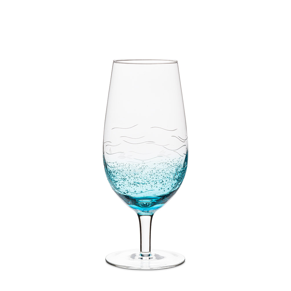Picture of Abbott Collections AB-27-SARDINIA-AP 8 in. Seeded Glass Goblet&#44; Aqua Blue & Clear - Set of 4