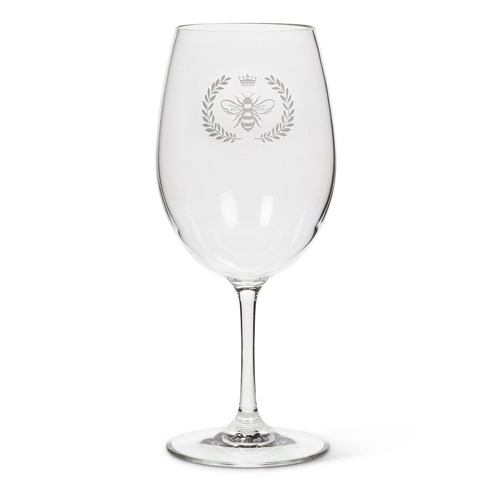 Picture of Abbott Collections AB-27-REIGN-GOB-FROST 8.5 in. Frosted Bee in Crest Acrylic Wine Goblet&#44; Clear & Frost - Set of 6