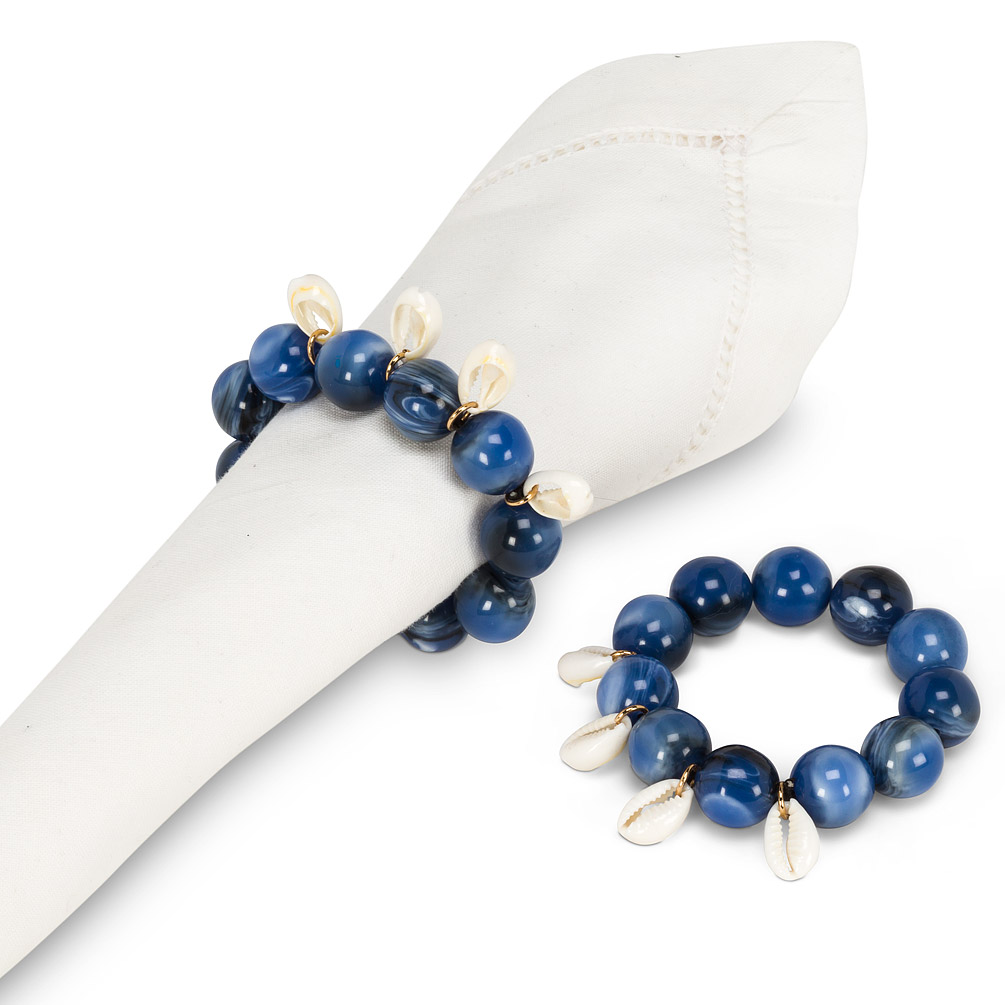 Picture of Abbott Collections AB-58-SETTING-761 2.25 in. Shells Napkin Rings&#44; Blue with White - Set of 4
