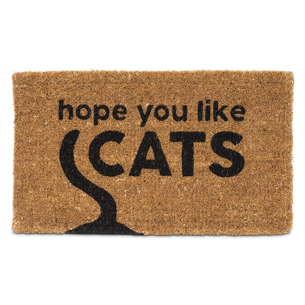 Picture of Abbott Collections AB-35-FWD-AN-2371 18 x 30 in. Graphic Hope You Like Cats Doormat&#44; Natural & Black