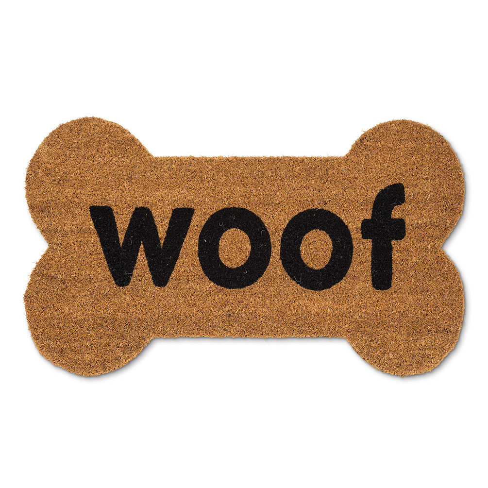 Picture of Abbott Collections AB-35-PFW-SH-1465 18 x 30 in. Bone Shaped WOOF Doormat&#44; Natural & Black
