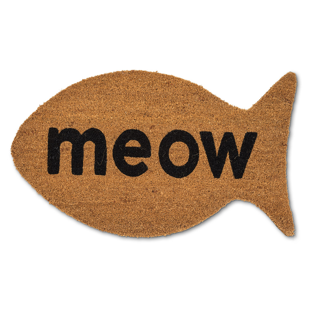Picture of Abbott Collections AB-35-PFW-SH-1464 18 x 30 in. Fish Shaped MEOW Doormat&#44; Natural & Black