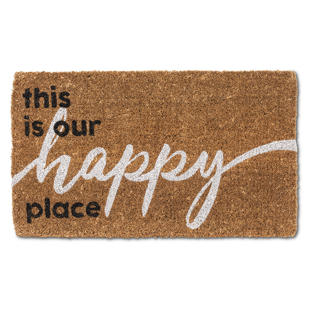 Picture of Abbott Collections AB-35-FWD-GE-9369 18 x 30 in. Graphic Happy Place Doormat&#44; Natural & Black