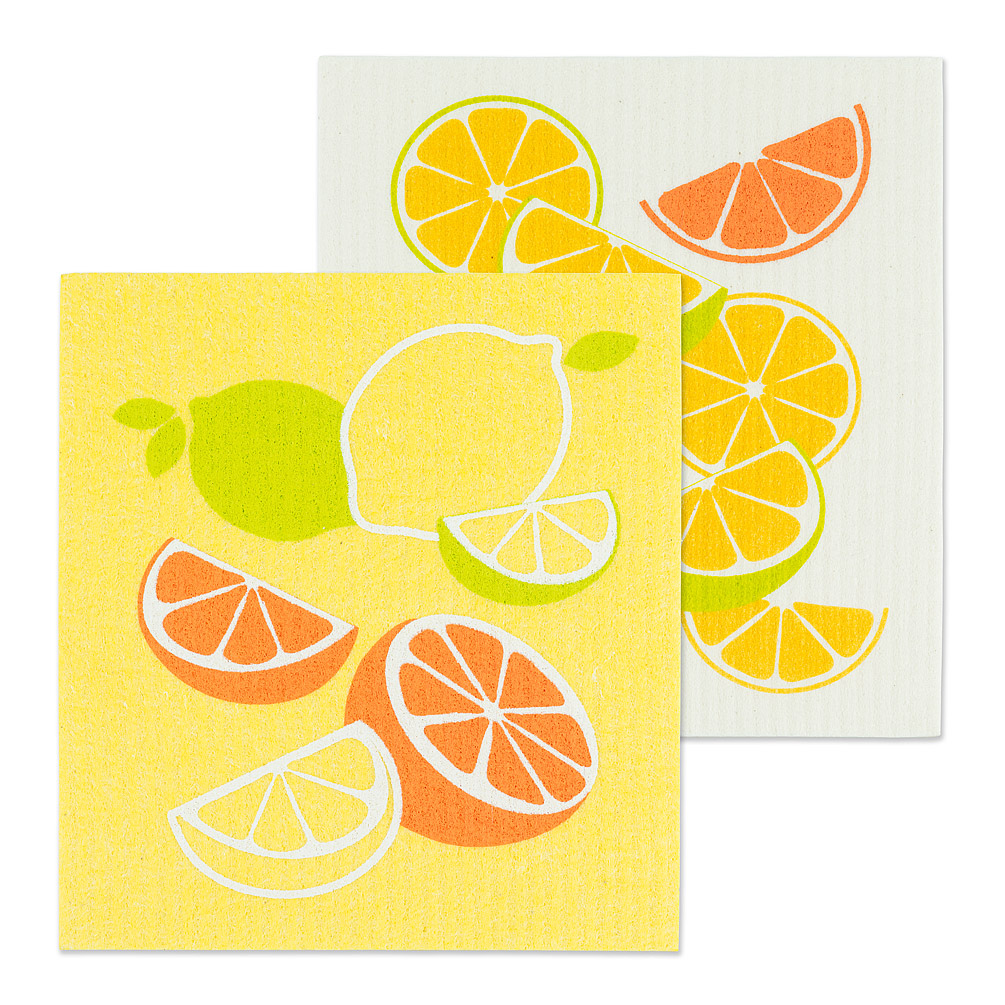 Picture of Abbott Collections AB-84-ASD-AB-53 6.5 x 8 in. Citrus Dishcloths&#44; Yellow & Ivory - Set of 2