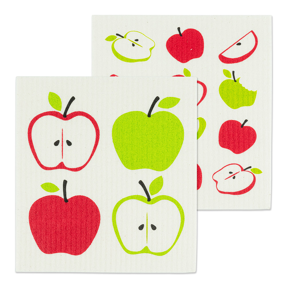 Picture of Abbott Collections AB-84-ASD-AB-54 6.5 x 8 in. Apples Dishcloths&#44; Ivory & Red - Set of 2