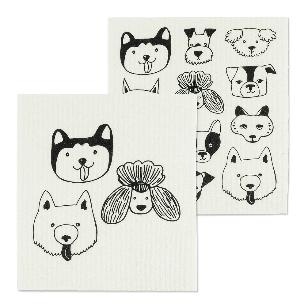 Picture of Abbott Collections AB-84-ASD-AB-59 6.5 x 8 in. Simple Dog Faces Dishcloths&#44; Ivory & Black - Set of 2