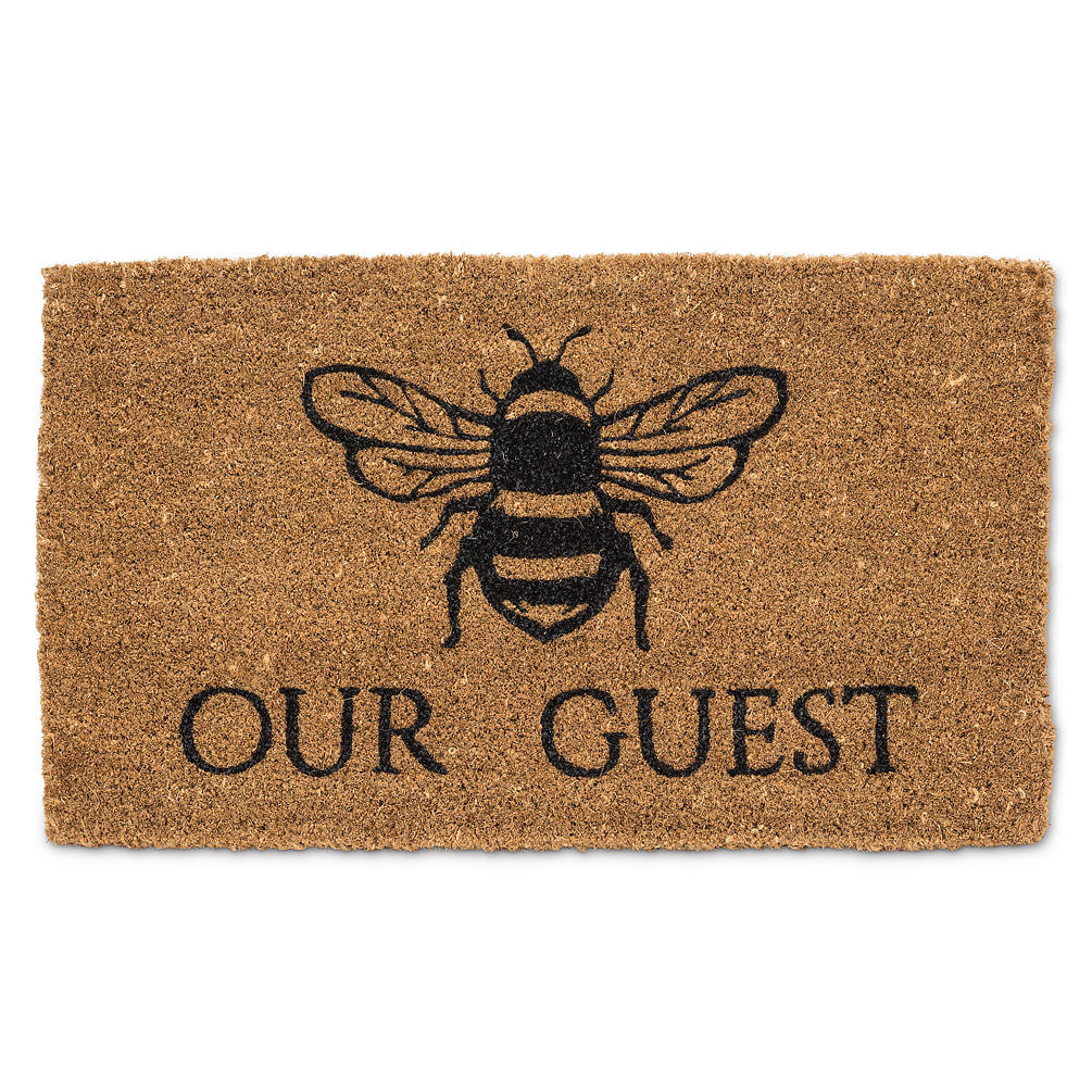 Picture of Abbott Collections AB-35-FWD-GE-9504 18 x 30 in. Bee Our Guest Doormat&#44; Natural & Black