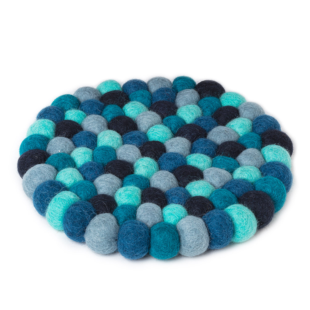 Picture of Abbott Collections AB-28-NEPAL-01-BLU 8 in. Felt Ball Trivet&#44; Blue