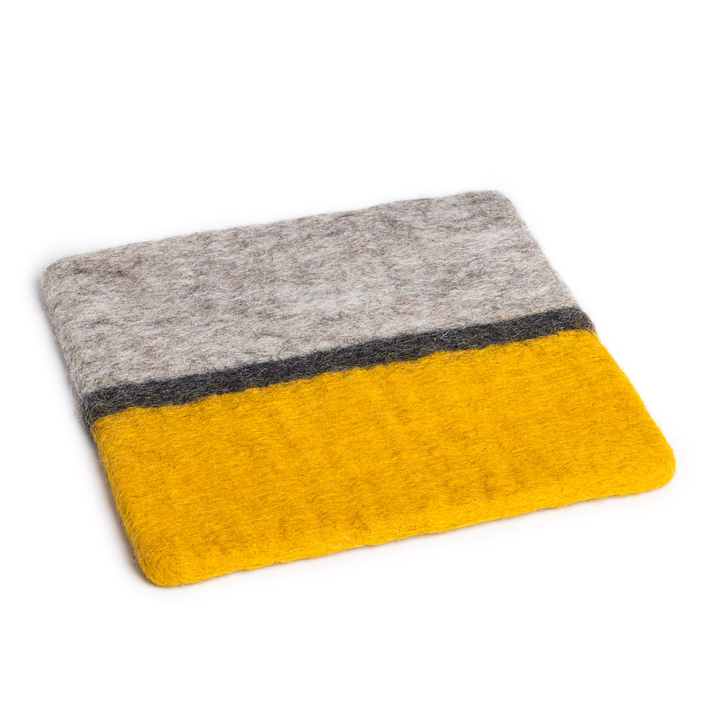 Picture of Abbott Collections AB-28-NEPAL-03-YLW 8 in. Square 3 Colour Trivet&#44; Yellow & Grey