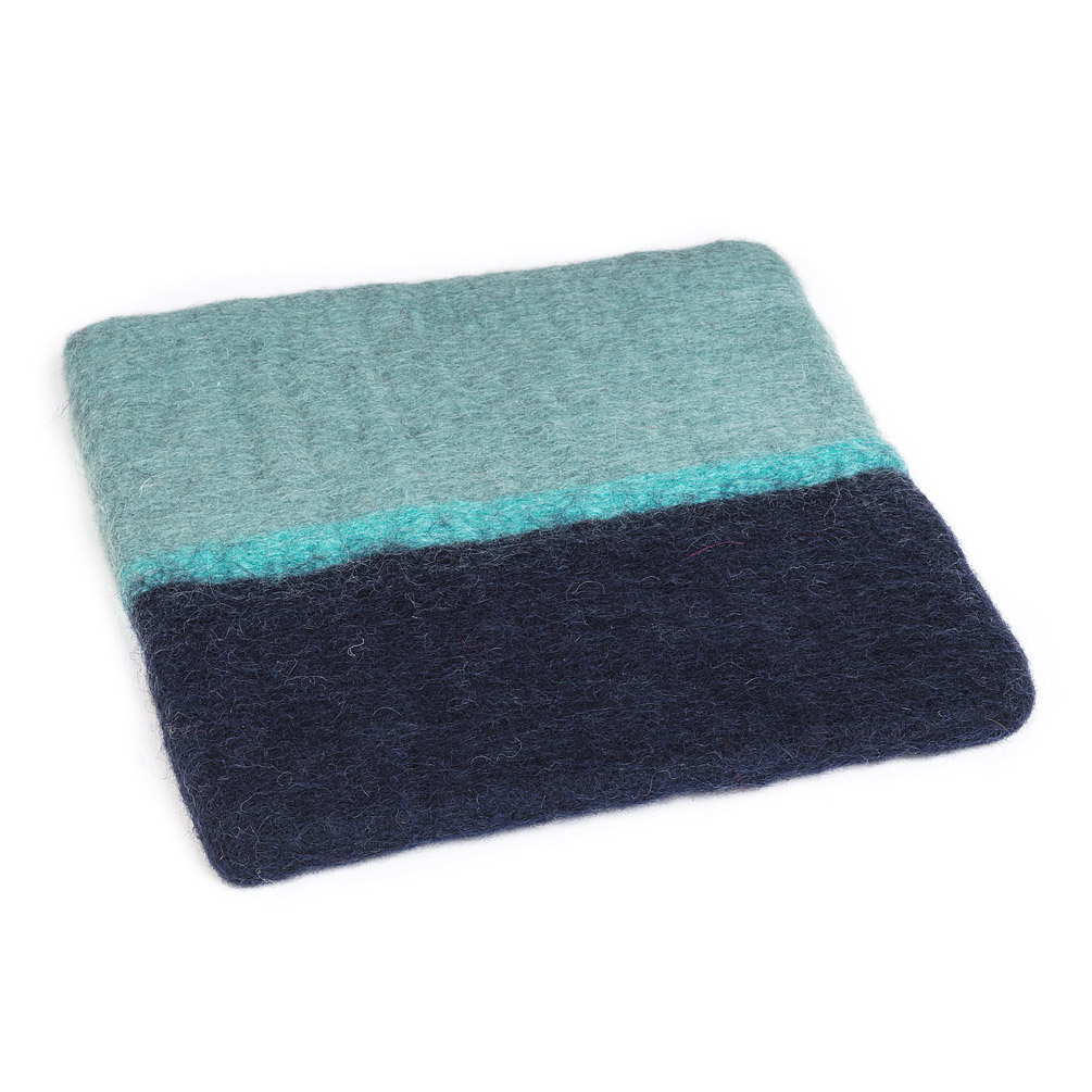 Picture of Abbott Collections AB-28-NEPAL-03-BLU 8 in. Square 3 Colour Trivet&#44; Aqua & Navy